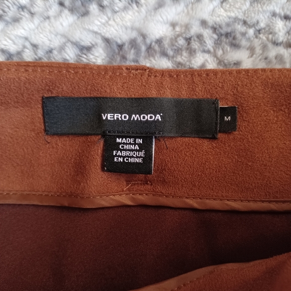 Vero Moda Faux Suede Short Brown Skirt Sz M Academia Preppy Soft Girl - Picture 2 of 8